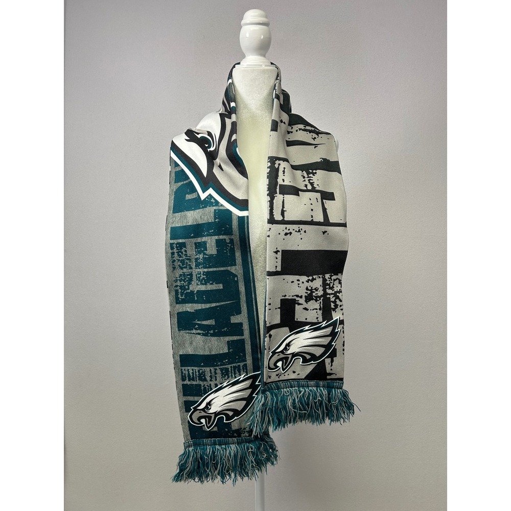 Gameday NFL Philadelphia Eagles Unisex OS Green Silver Knit Fringed Fan Scarf‎